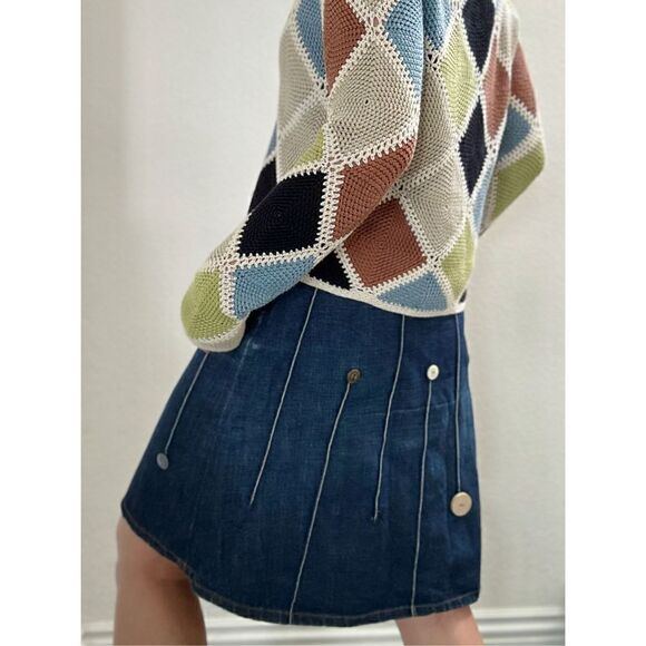 Icon‎ National San Francisco Denim Skirt Sz M w/ Buttons 100% Cotton Rare - Picture 3 of 8